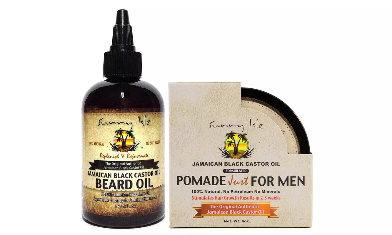 Sunny Isle Jamaican Black Castor Oil Beard Oil & Pomade for Men Bundle - Primary Image