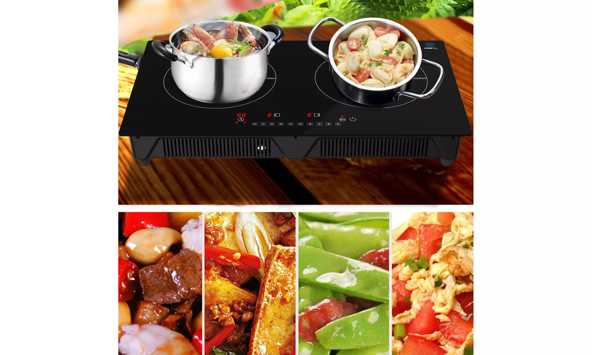 Induction 2 Burner Cooktop Portable 1800W, 9 Heating Levels - Primary Image