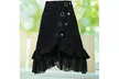 Women's Steampunk Gothic Style Black Lace Splicing Metal Button Buckle Skirt - Second Medium