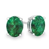 Image 1: Genuine Oval Cut Emerald Studs Set in Sterling Silver