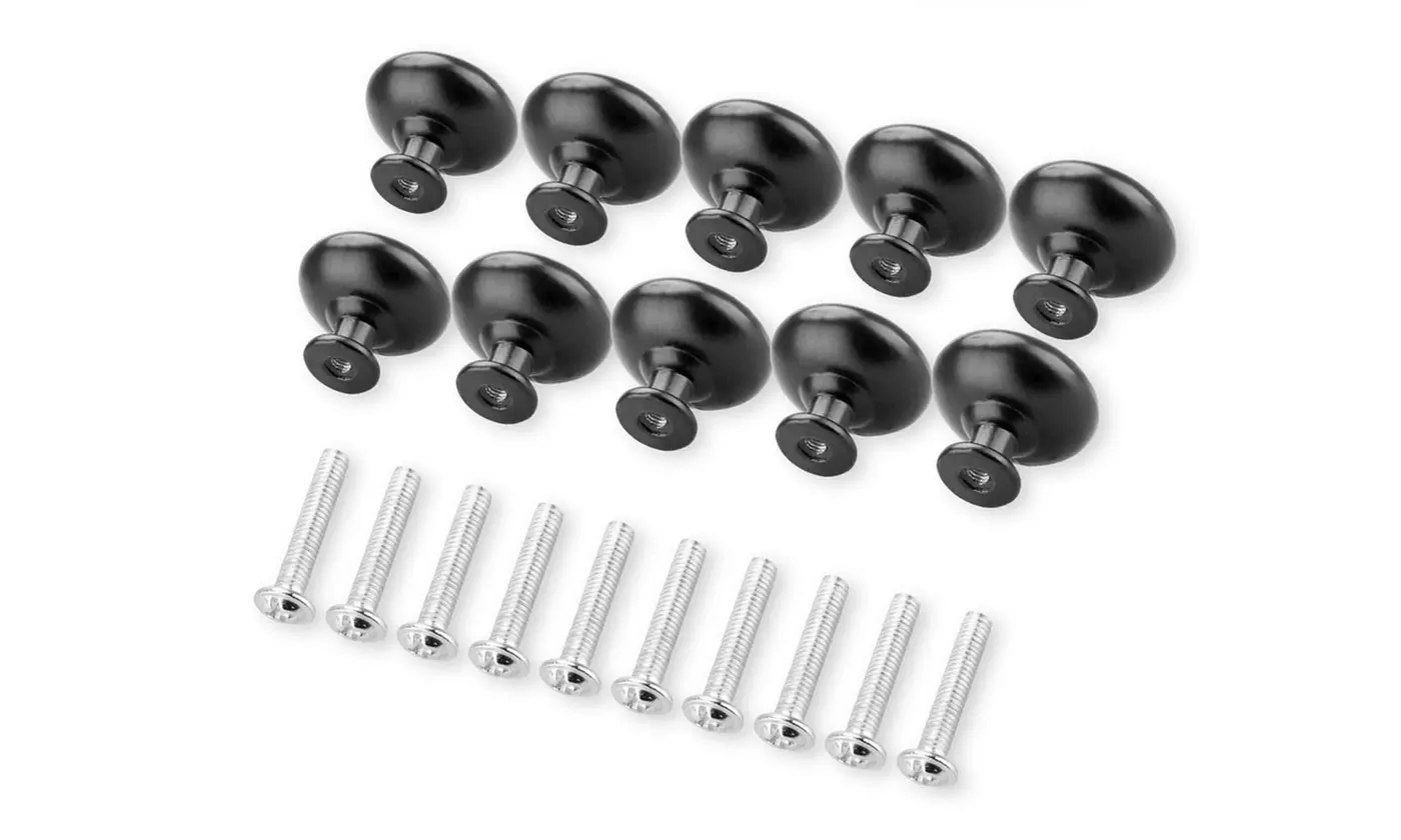 10-Pack Black Round Cabinet Knobs and Pulls for Cabinets Dresser Drawers - Primary Image