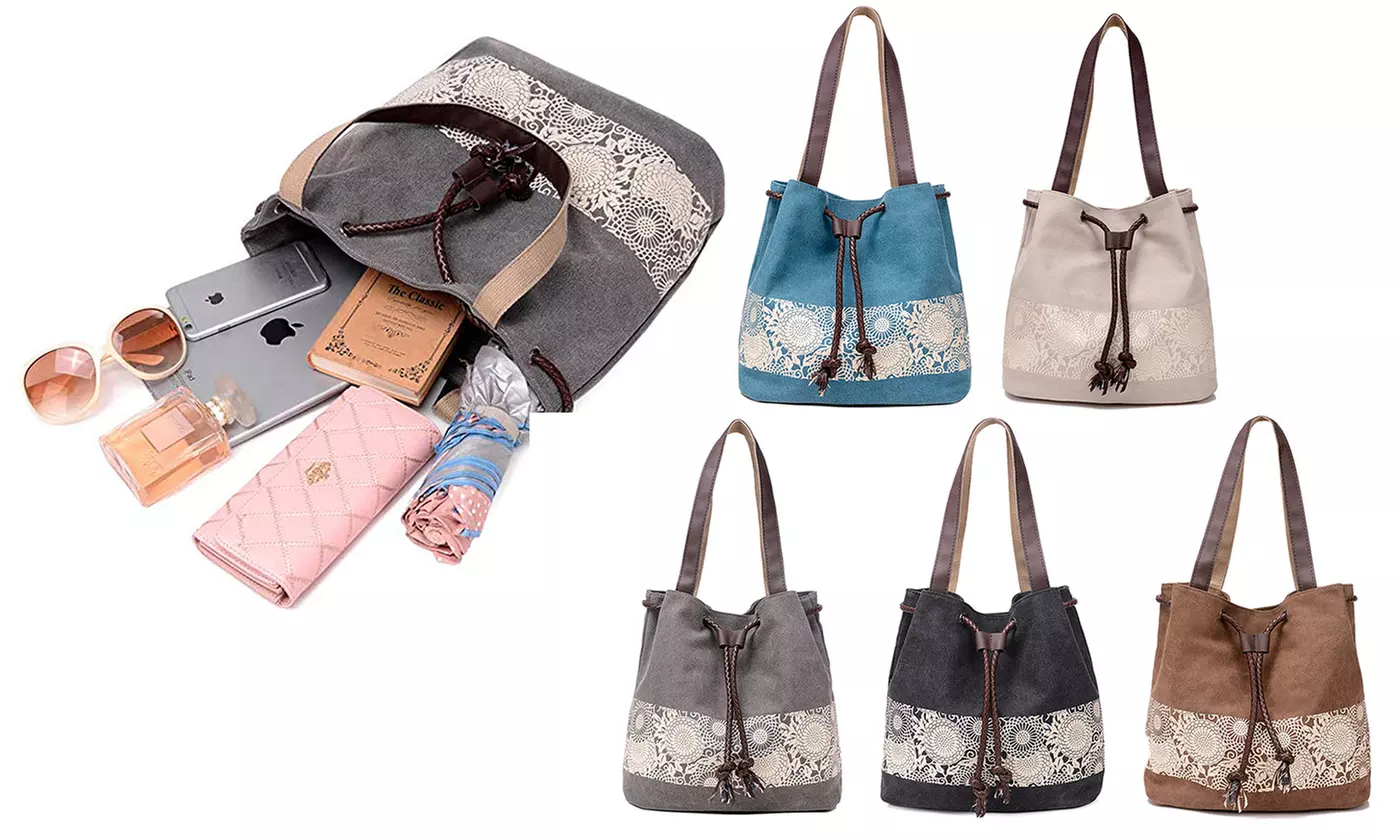 Women Retro Canvas Handbag Large Messenger Casual Travel Purse Tote Shoulder Bag