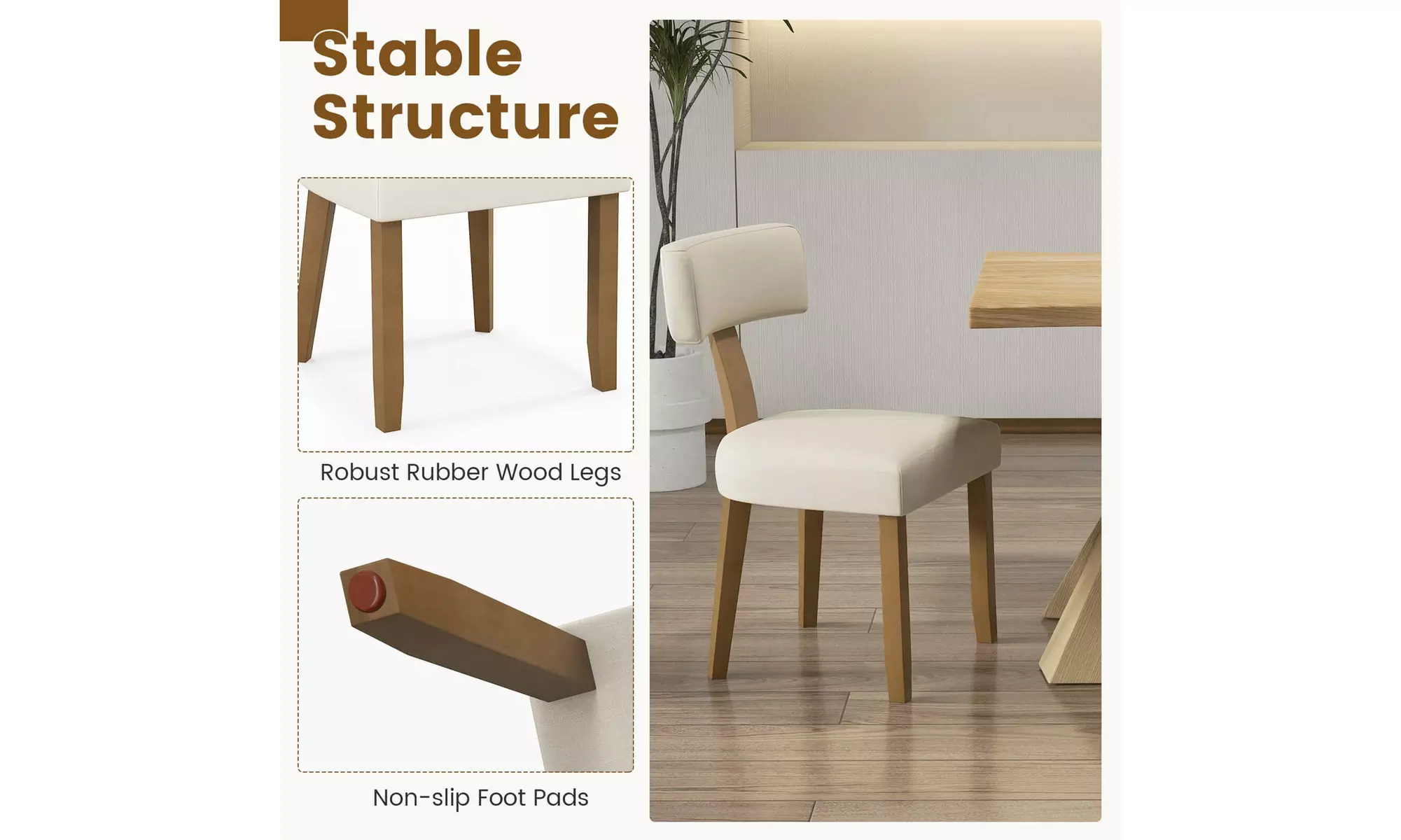 Costway 2/4 PCS Armless Dining Chairs w/ Curved Backrests & Padded Seat Cushions