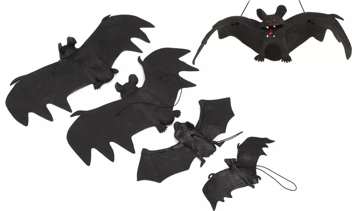 4pcs Halloween Hanging Fake Bat Decoration Props Party Decor Prank Joke