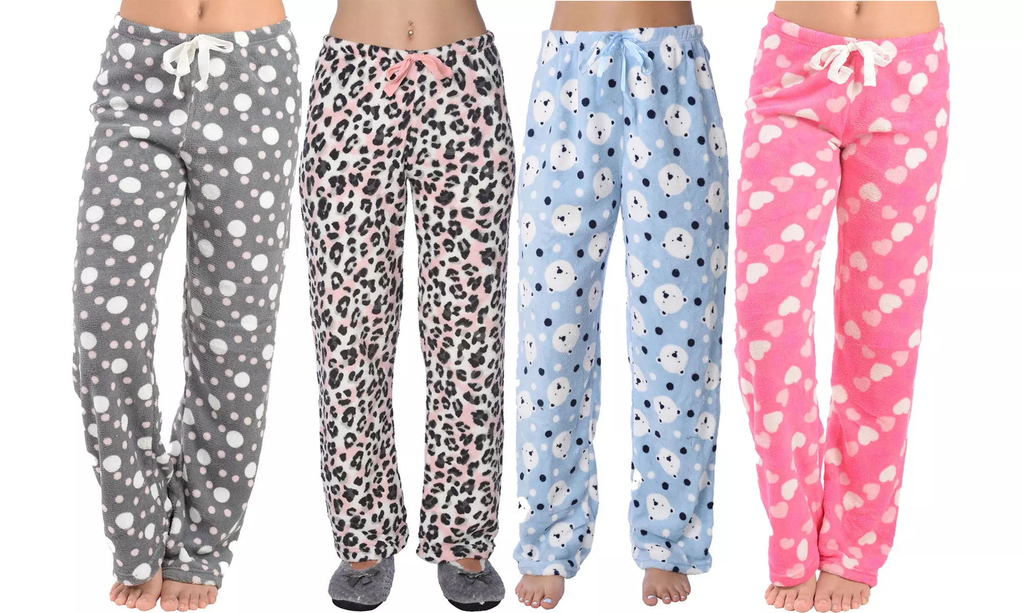 "4 Pack" Women's Pajama Lounge Plush Fleece Pajama/Lounge Pjs Pants - Primary Image