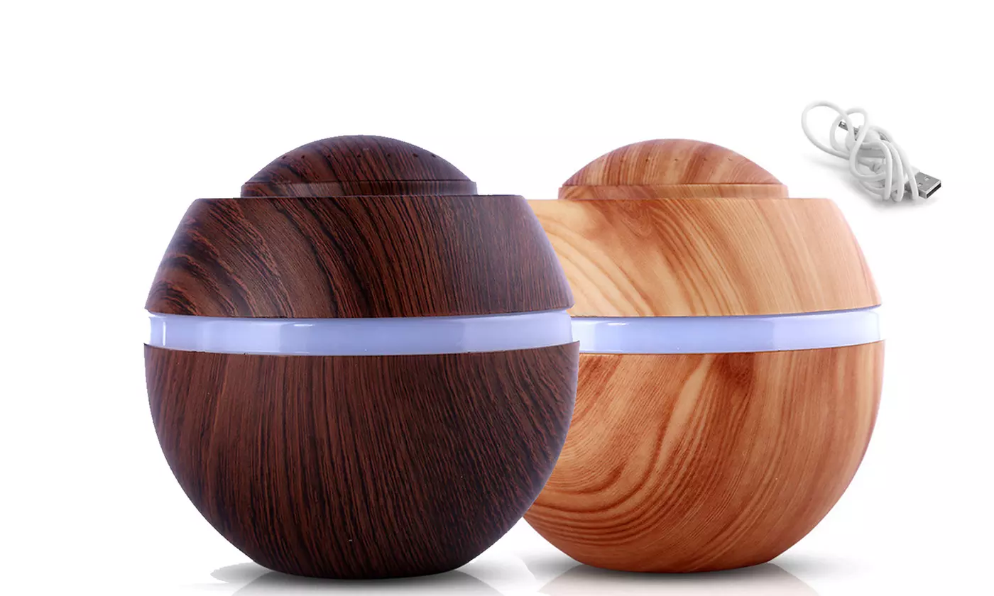 550ml Essential Oil Diffuser 7 LED Lights Wood Grain Ultrasonic Mist Humidifier  - Primary Image