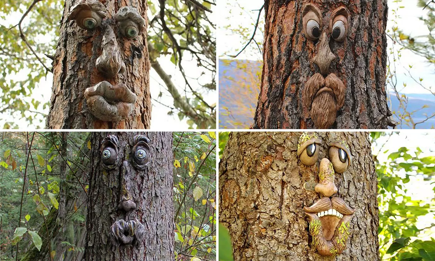 LakeForest Tree Faces Decor Funny Old Man Tree Hugger Bark Ghost Face Decoration