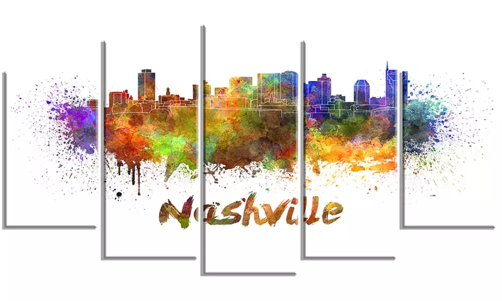 Las Vegas Skyline Cityscape Metal Wall Art 60x32 5 Panels - Primary Image