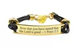 Genuine Leather Scripture Bracelet made with Crystals from Swarovski by Pink Box - Second Medium