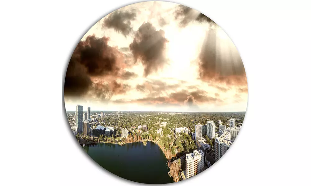 Downtown Orlando Sunset Aerial' Extra Large Seascape Metal Wall Decor - Second Medium