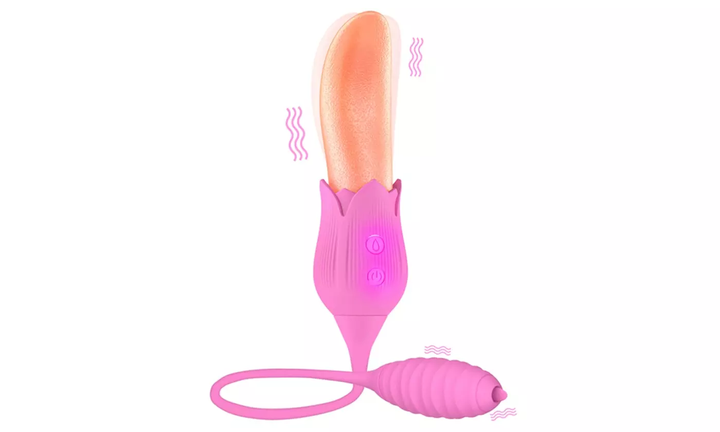 Tongue Licking Dildo Vibrating Egg G-spot Clitoral Stimulation Anal Plug Sex toy - Second Medium