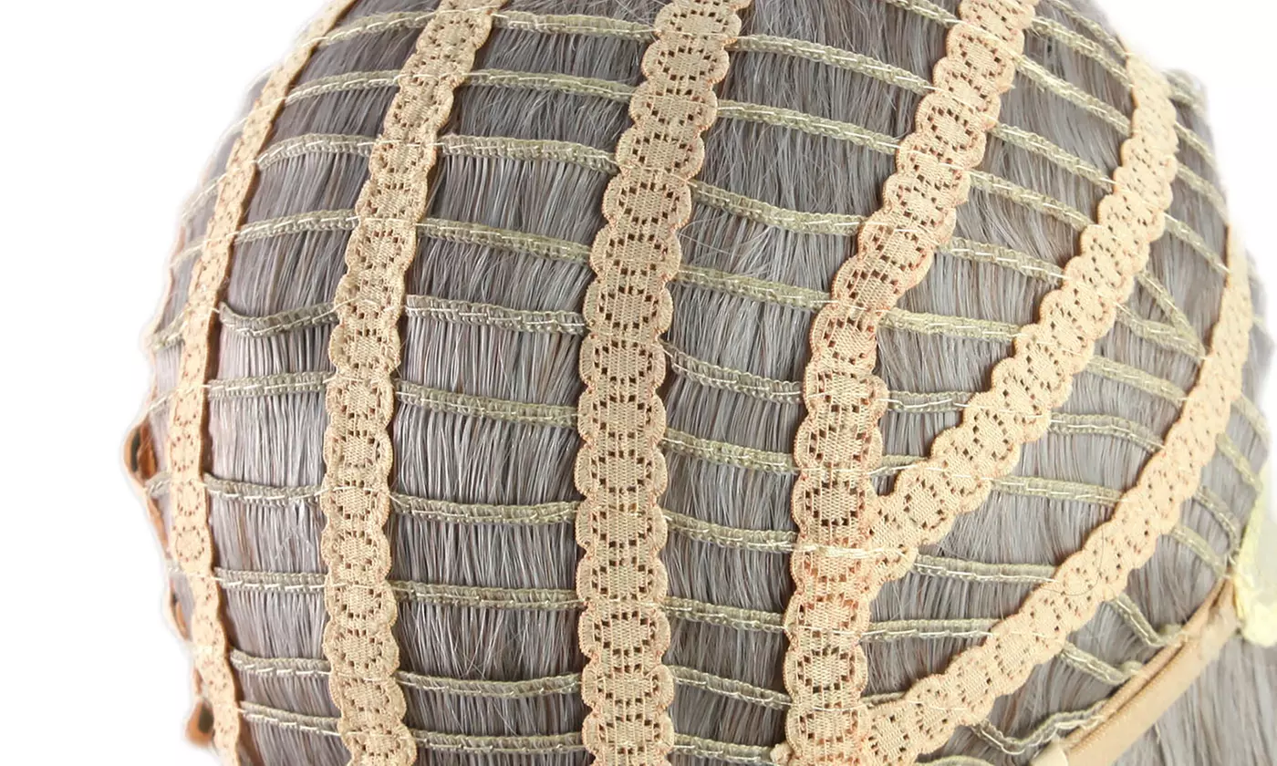 Silver Gray Two Tones Synthetic Long Nature Wave Heat Resistant Wig Hair