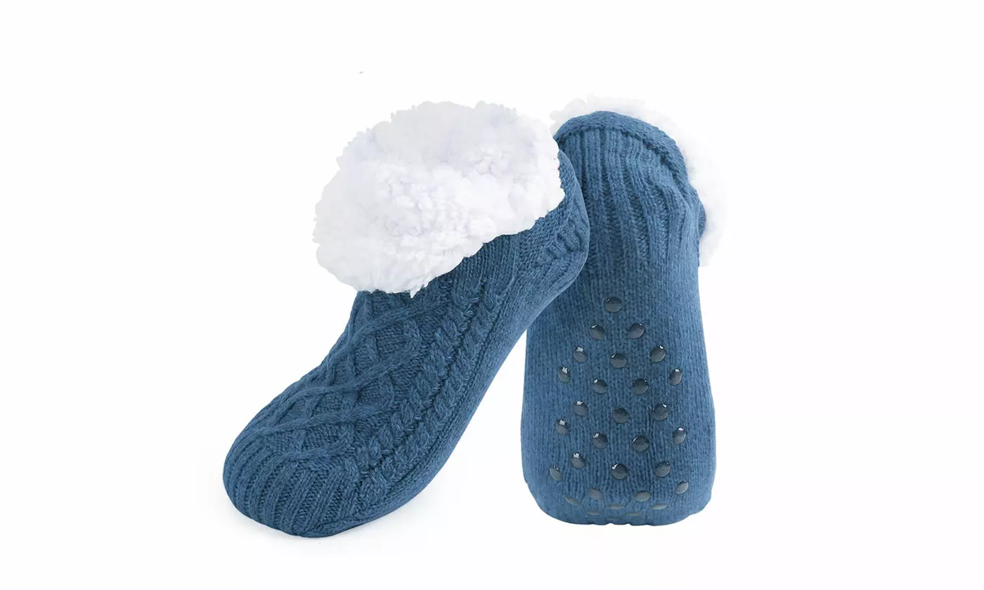 Women's Winter Thick Warm Fuzzy Slipper Socks with Grip
