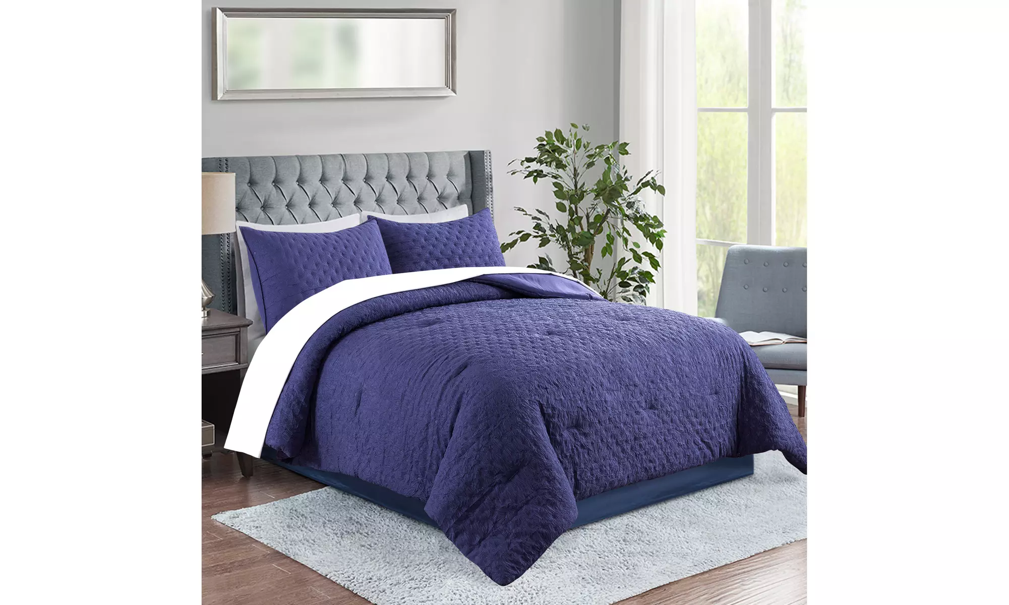 JML 2-3 Piece Bedding Comforter Set Embossed Creased Comforter With Pillow Shams