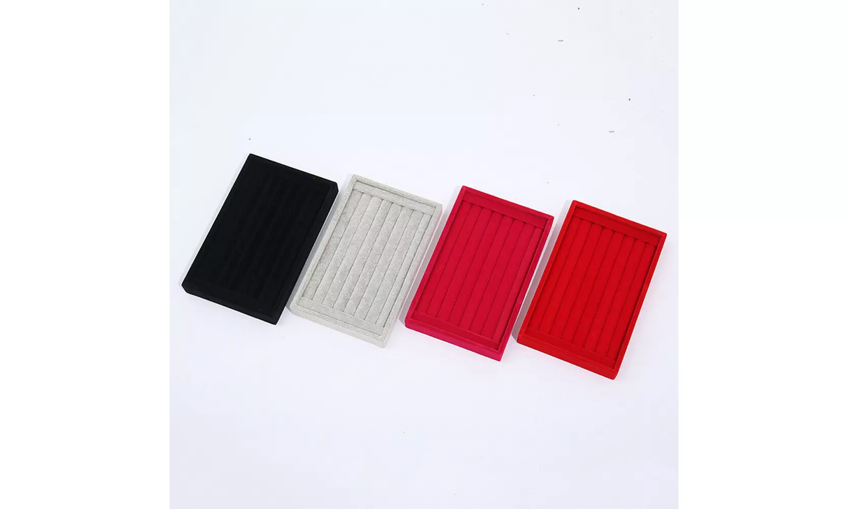 1-2 Pc Velvet Jewelry Ring Display Organizer Tray Holder Earring Storage Case