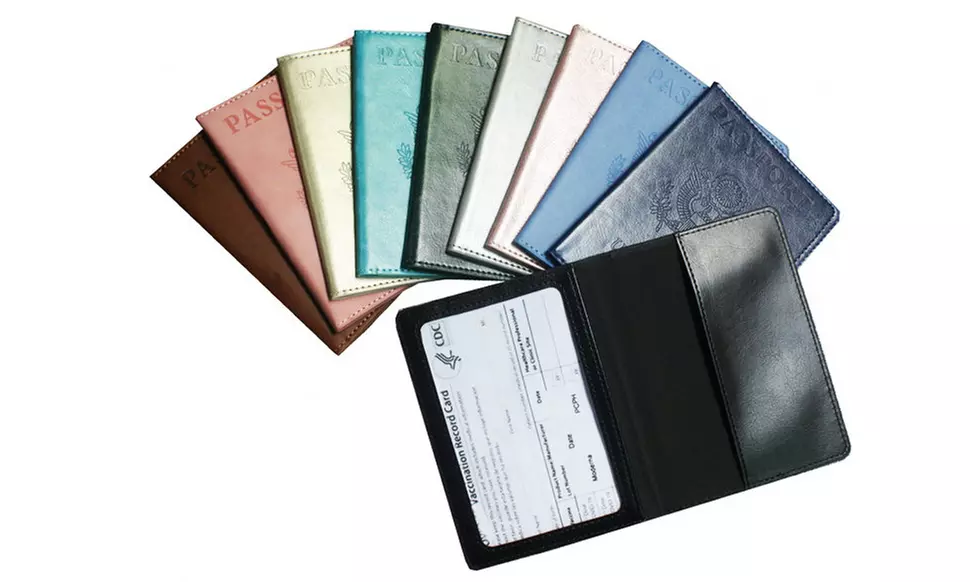 Slim Passport Card Holder Cover Faux Leather Travel Wallet