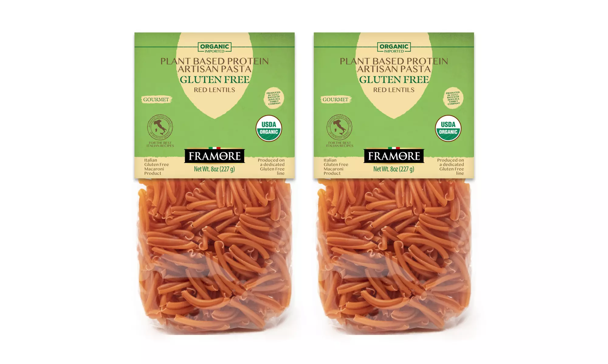 FRAMORE Casarecce Pasta Gluten Free, Organic, Red Lentil, Italian, Artisan - Primary Image