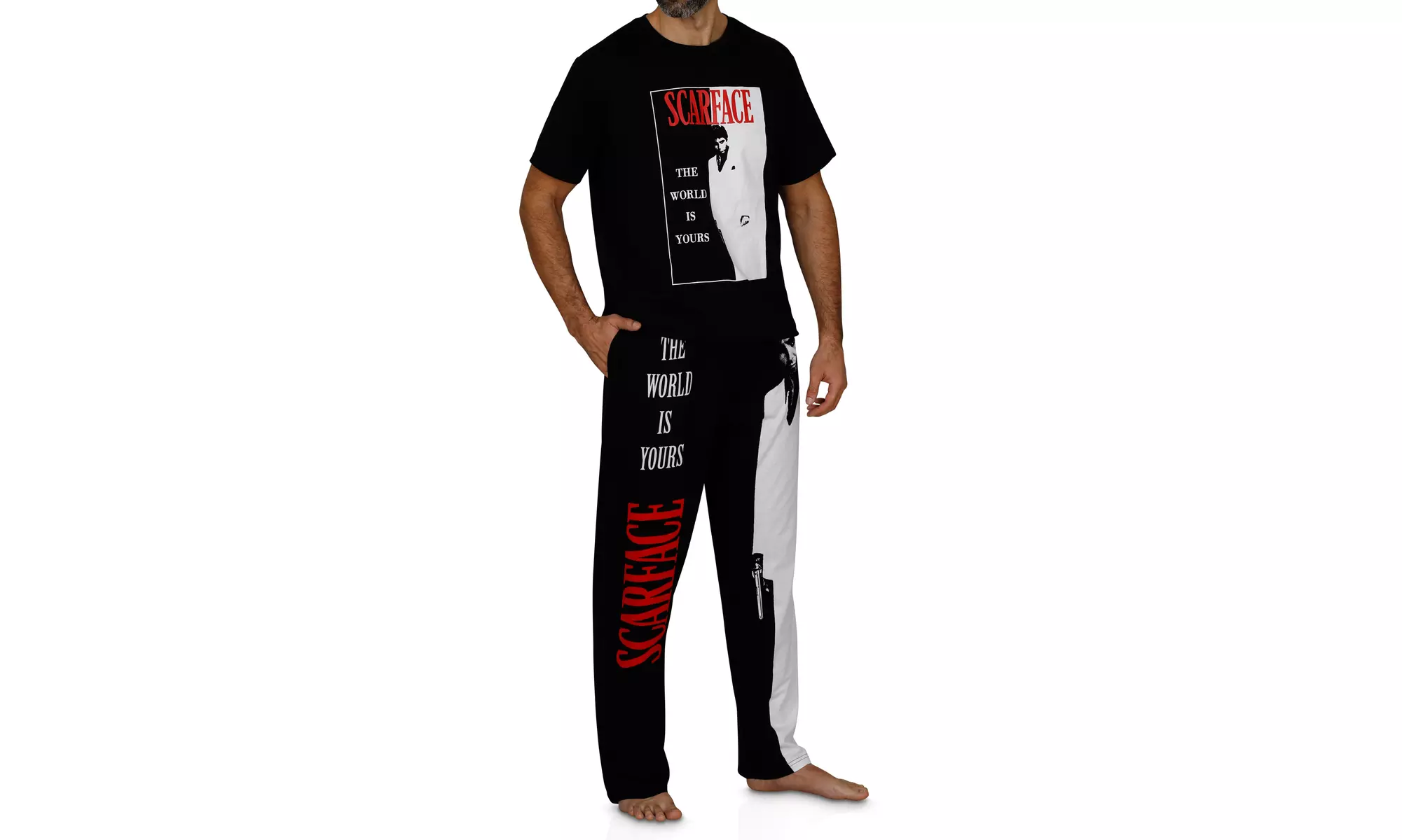 Scarface Tony Montana Men's Pajama Tee with Pajama Shorts The World is Yours - Primary Image