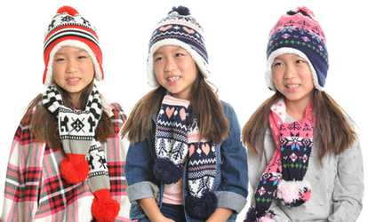 image for Kids Winter-Weight Knitted Beanie and Scarf Set (6-Piece)