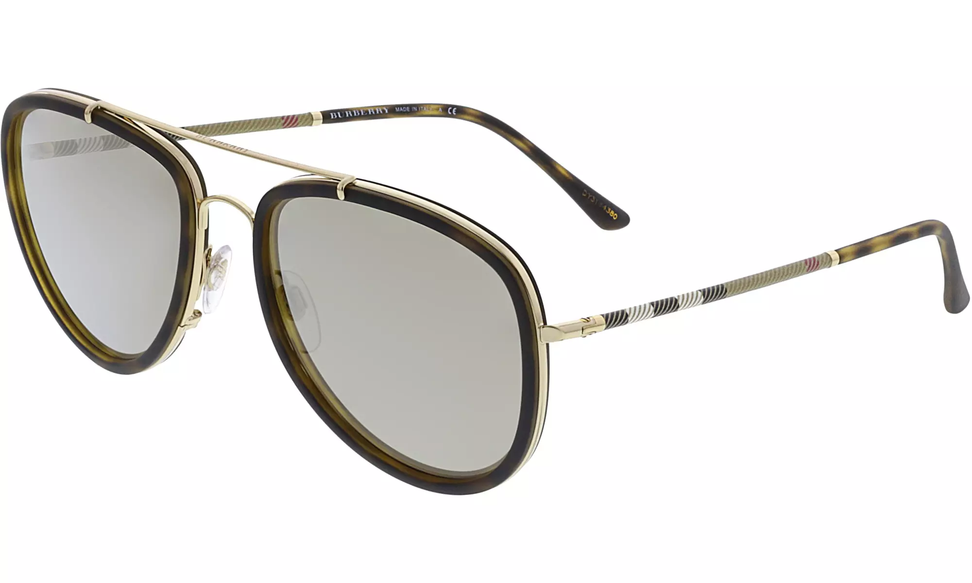 Burberry Men's Mirrored BE3090Q-10525A-58 Brown Aviator Sunglasses - Primary Image