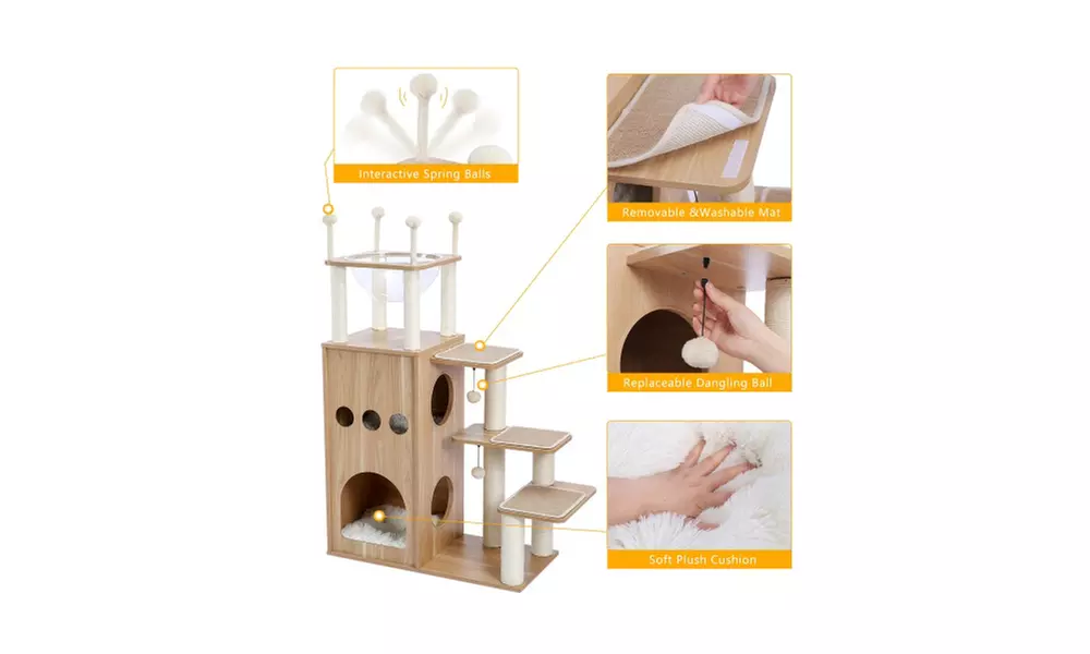 Tall Sky-Castle Design Wooden Modern Luxury Cat Tree - Primary Image