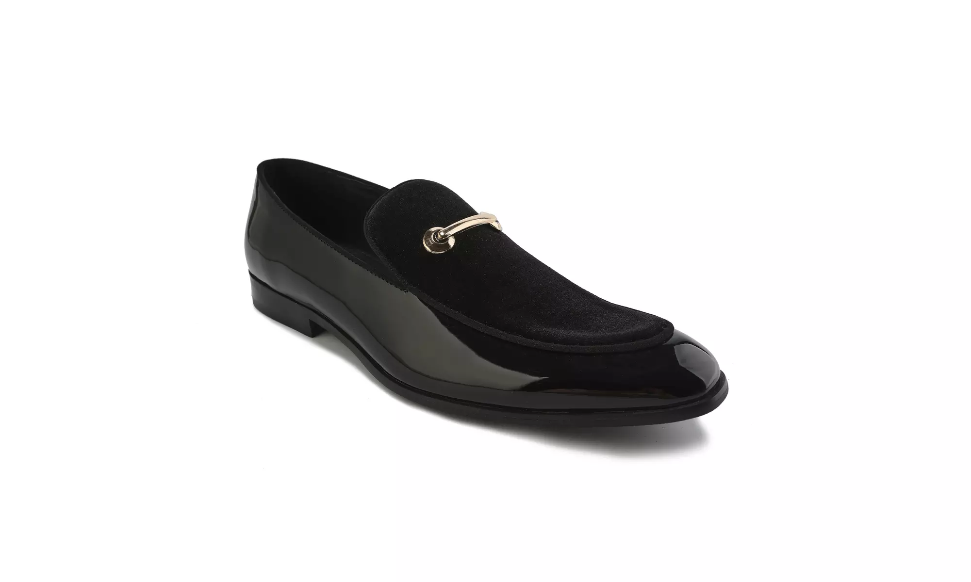 Gino Vitale Velvet and Patent Leather Slip-On Dress Loafer