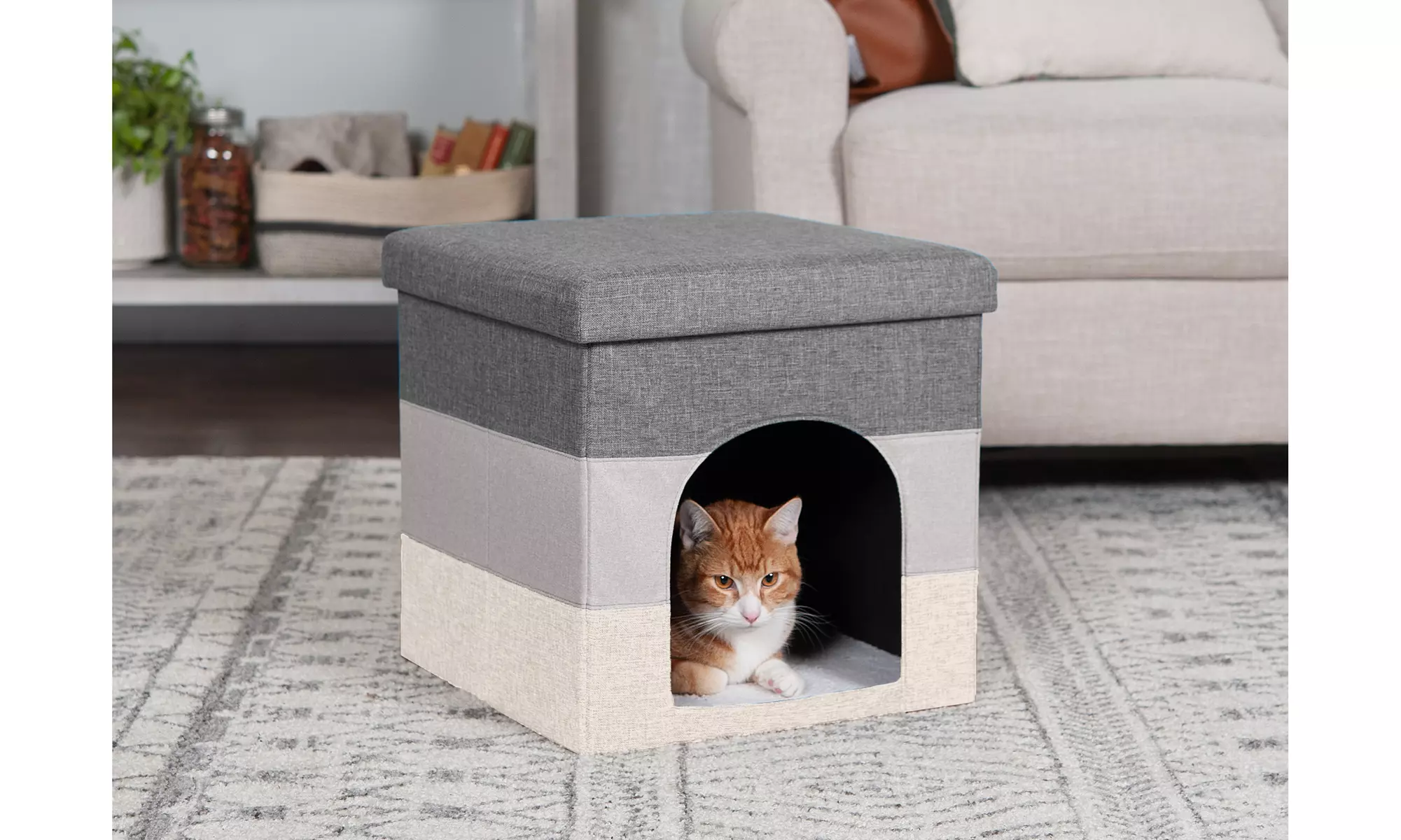 Cat & Small Dog House Footstool Ottoman 
