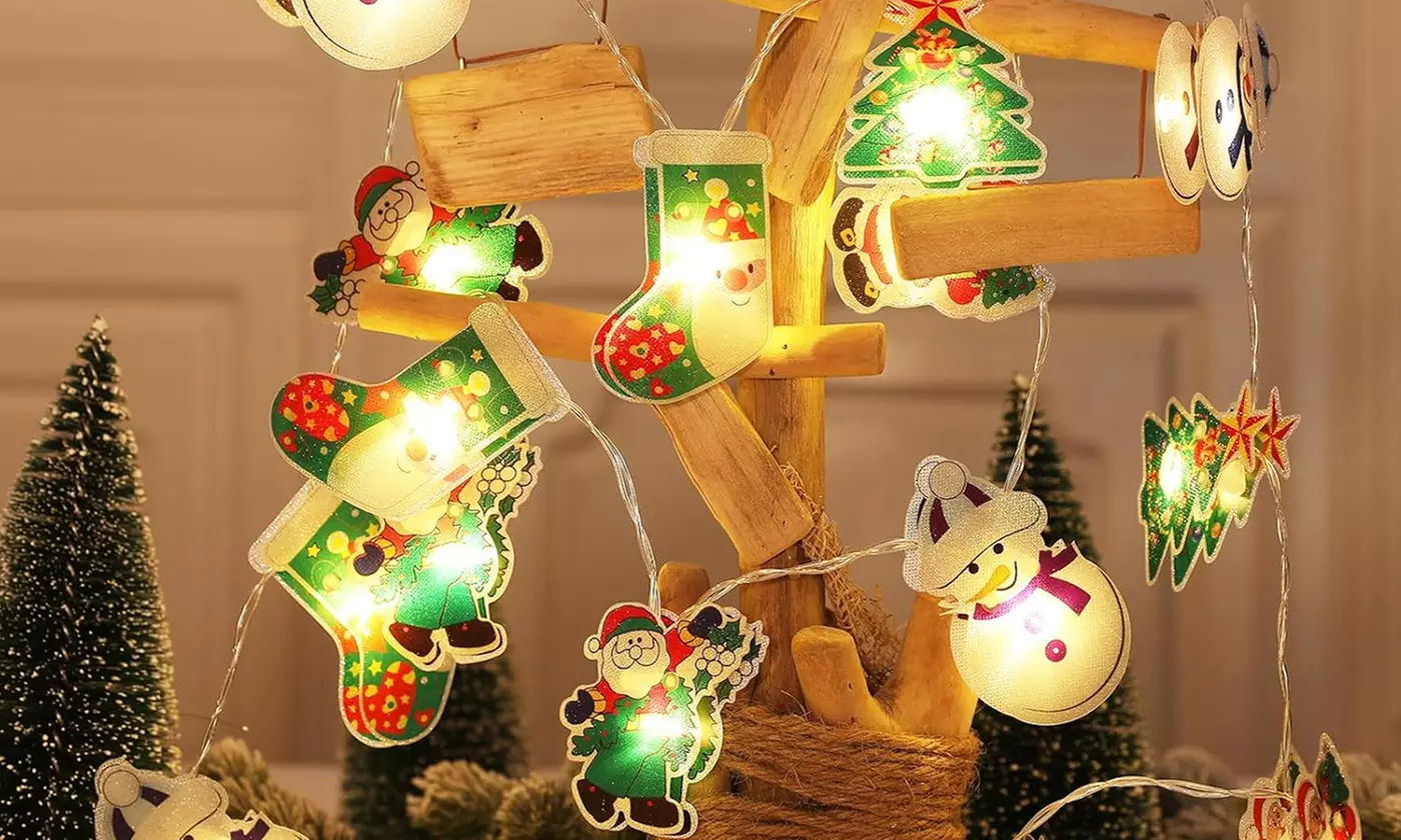 8.2ft Christmas 20 LED String Light Santa Snowman Tree Lights Fairy Decorative