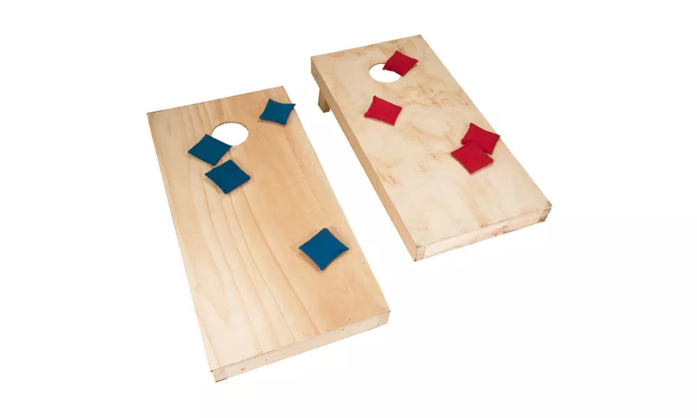 Hey! Play! Unfinished Regulation-Size Wooden Cornhole Boards and Bags Set (10-Piece) - Primary Image
