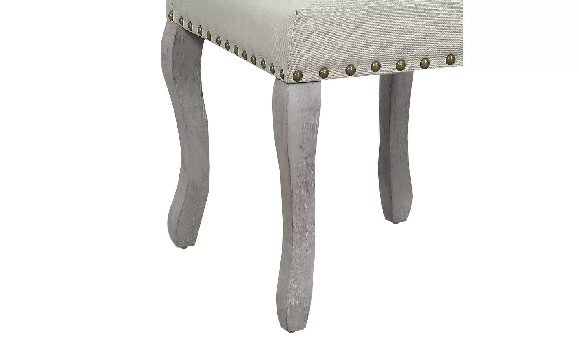 Button Tufted Victorian Nail Head Accented Beige Dining Chair - Set of 2 - Second Medium