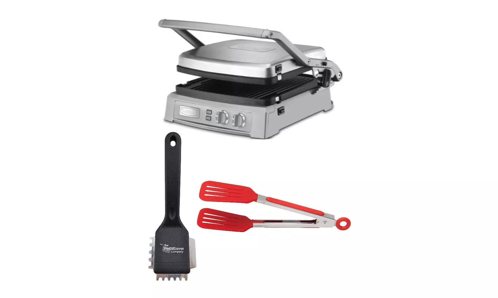 Cuisinart GR-150 Griddler Deluxe (Brushed Stainless) with Grill Brush Bundle - Primary Image
