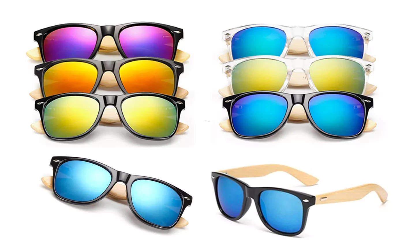 Wood Frame Sunglasses For Women Men UV Blocking Retro Vintage Summer Glasses - Primary Image