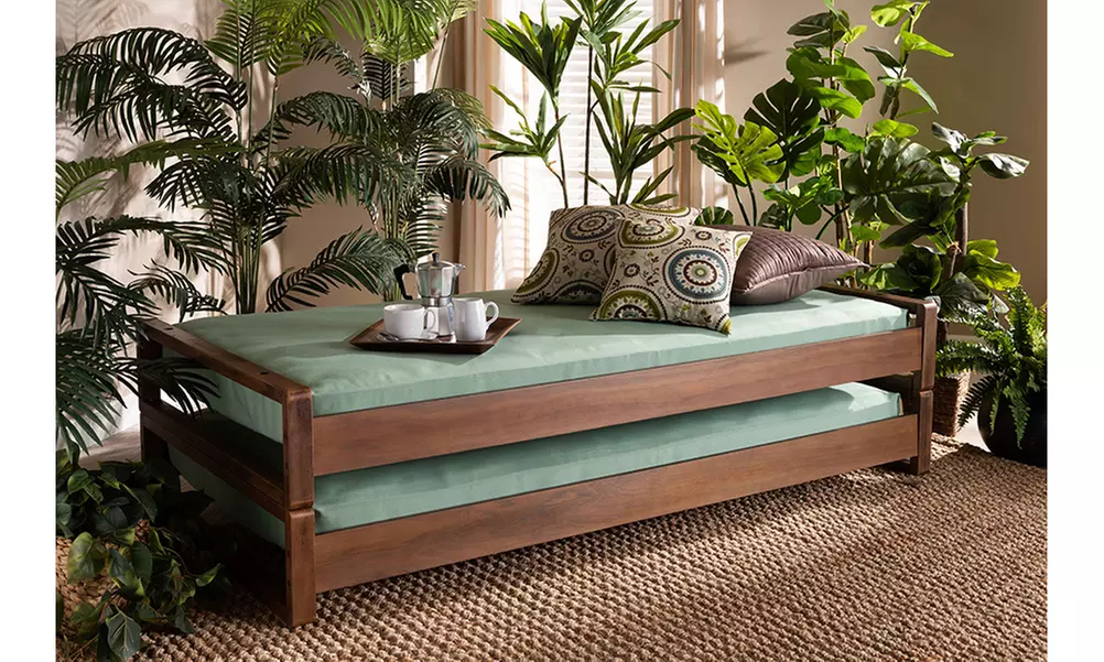 Klara Walnut Finished Wood Expandable Twin Size to King Size Bed Frame - Primary Image