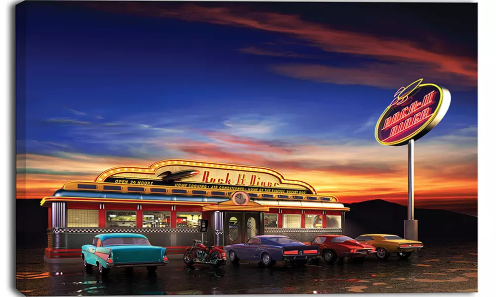 American Diner - Digital Artwork Canvas Print - Primary Image