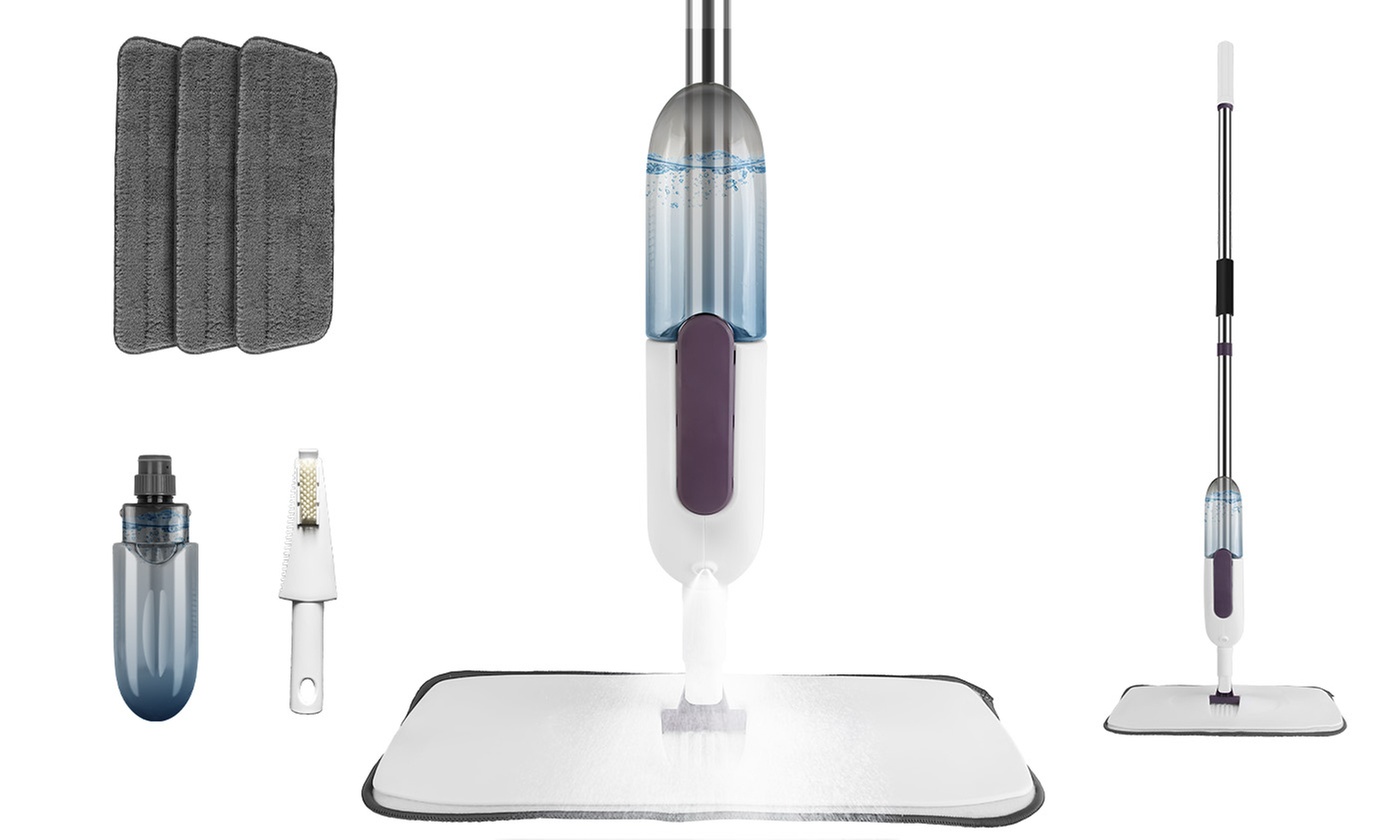  NewHome Spray Mop with 12oz Refillable Bottle and Three Washable Pads 