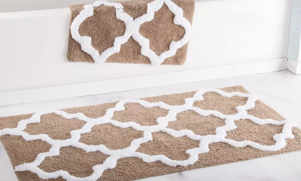 Lavish Home 100% Cotton Trellis Bath Mat Set (2-Piece)