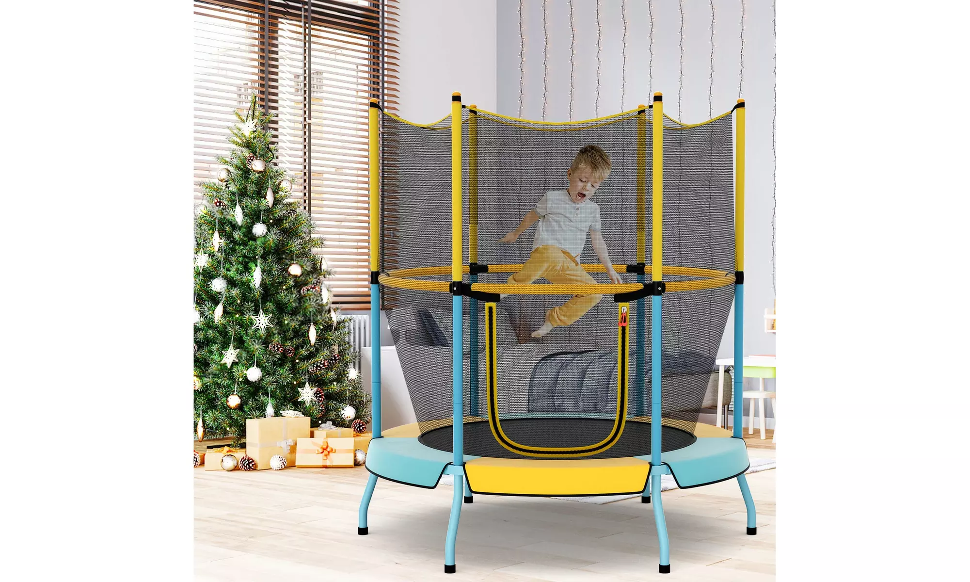 Costway 48" Toddler Trampoline for Kids w/ Safety Enclosure Net Heavy-duty Frame