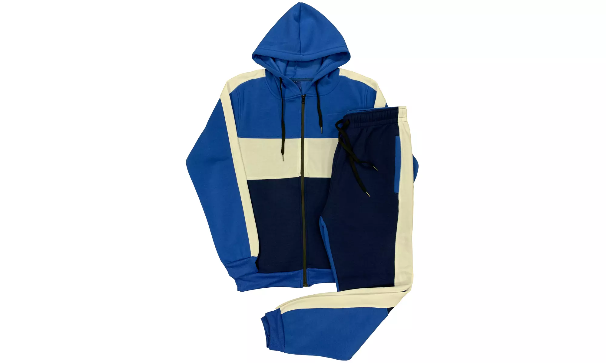 Men Color Tone Active Jogger Sweat Jacket & Sweatpants Fleece Sweat suit (M-4XL) - Second Medium