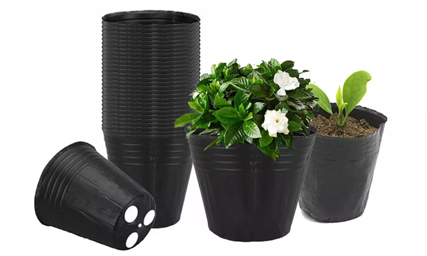 100 Pack Round Nursery Plastic Flower Pots for Plants Seedling 2.5/3.1/3.5 inch - Primary Image