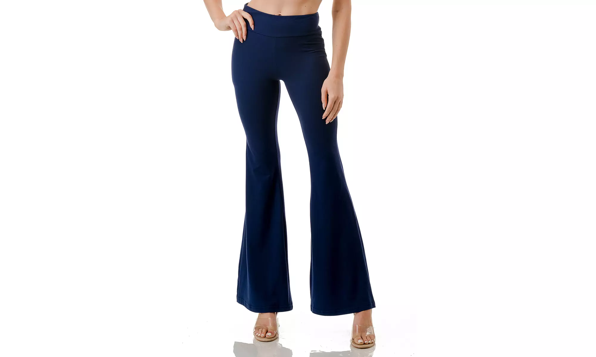 Women's High Waist Flare Leg Pants Elastic Tummy Control Yoga Casual Leggings