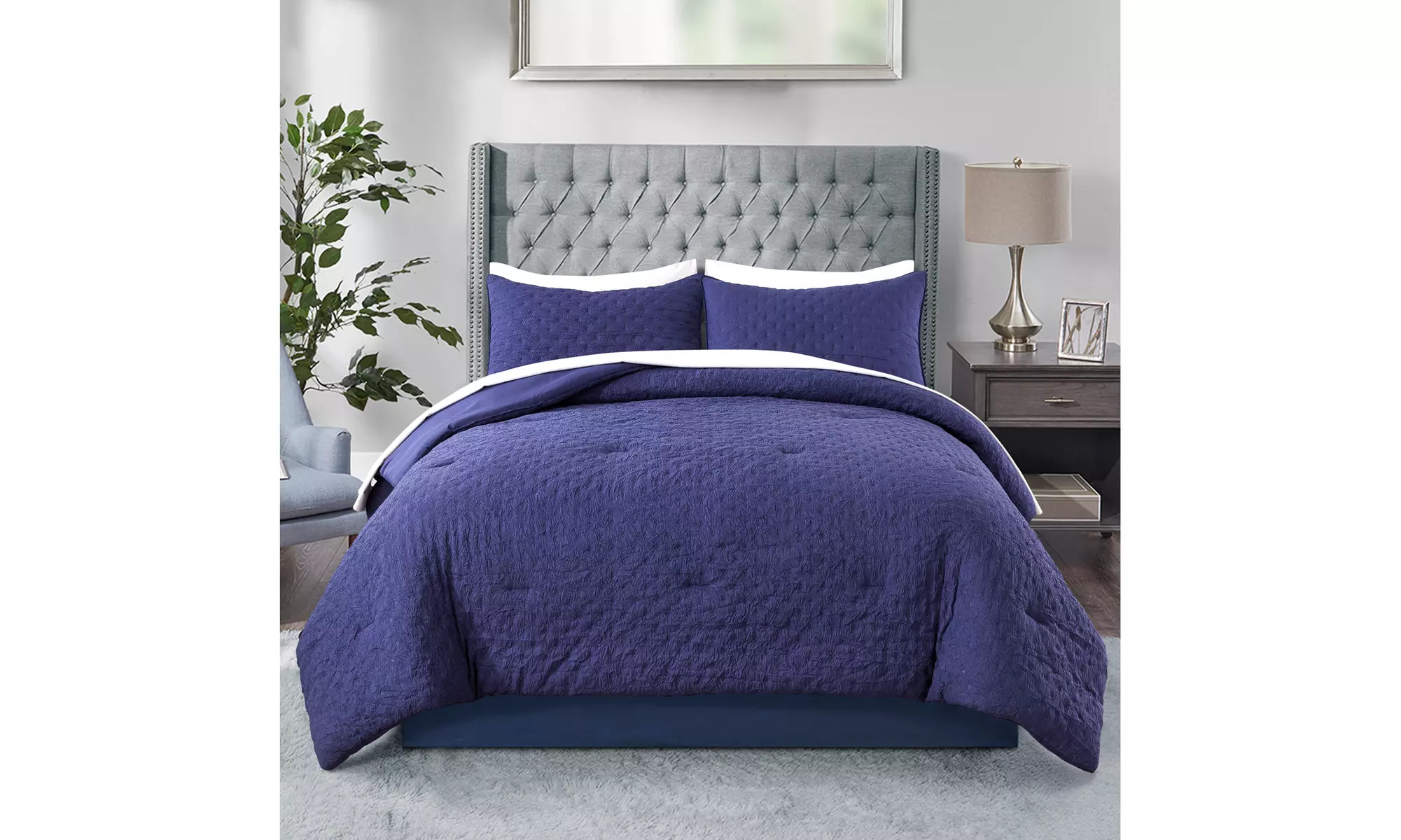 JML 2-3 Piece Bedding Comforter Set Embossed Creased Comforter With Pillow Shams