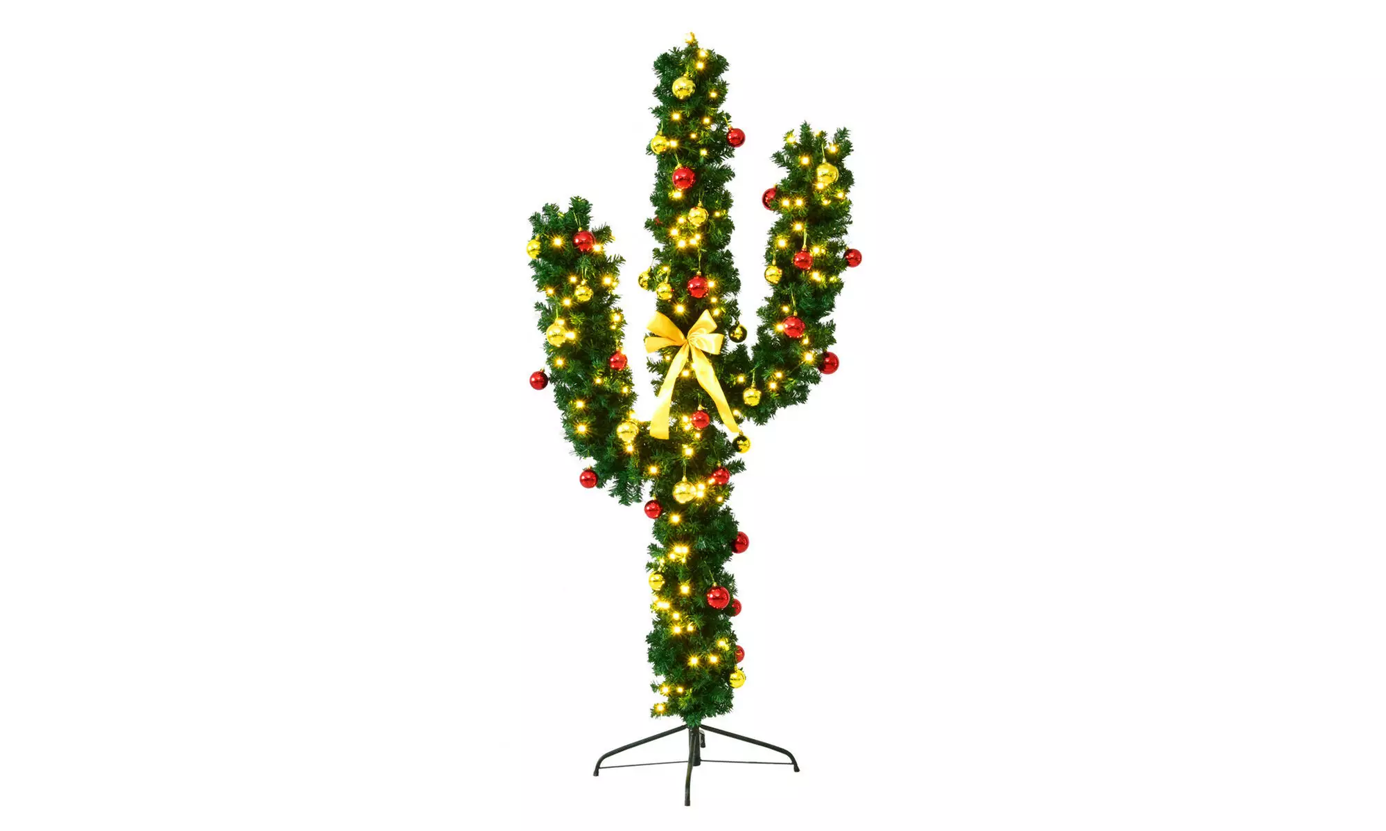 Costway 5Ft Pre-Lit Artificial Cactus Christmas Tree w/LED Lights and Ball - Primary Image