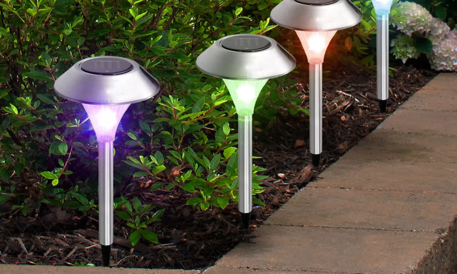 SolarEK Color-Changing Garden Solar Path Lights (8-, 12-, or 24-Pack) - Primary Image