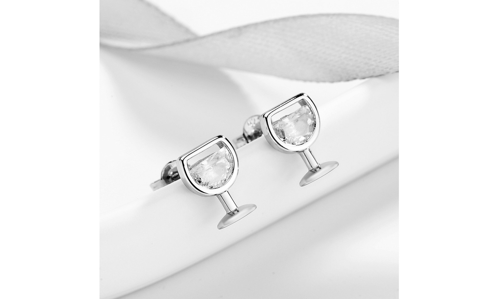Sterling Silver Wine Glasses Earrings with crystals from Swarovski
