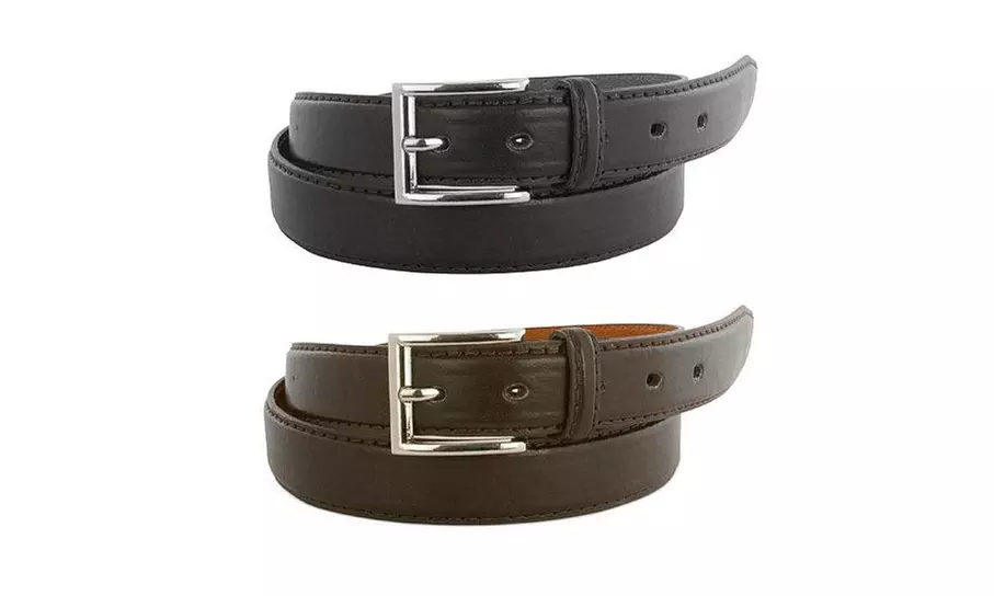 Barbados 2 Pack Men's Genuine Leather Belts - Black and Brown - Primary Image