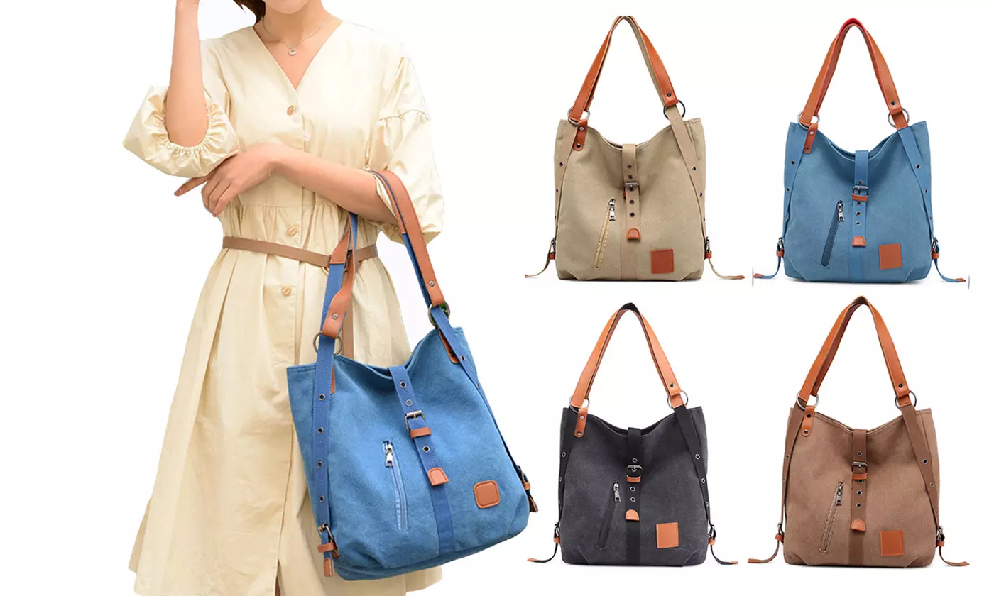 Women Casual Handbag Canvas Shoulder Bags Tote Travel Bag Backpack School Bag - Primary Image
