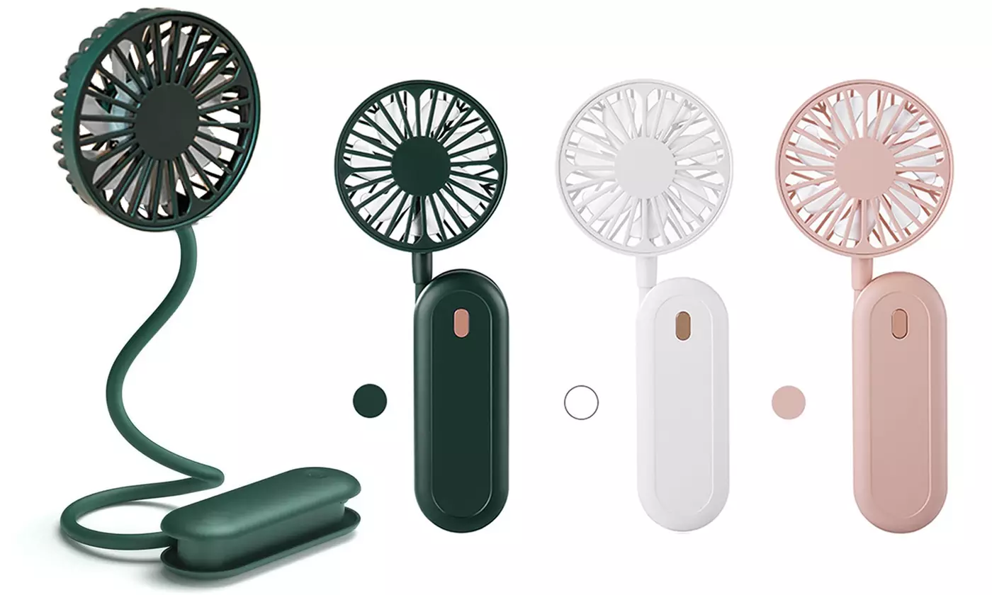 USB Portable Handheld Fan Hand Free Neck Flexible Stand Desk Stroller Bike - Primary Image