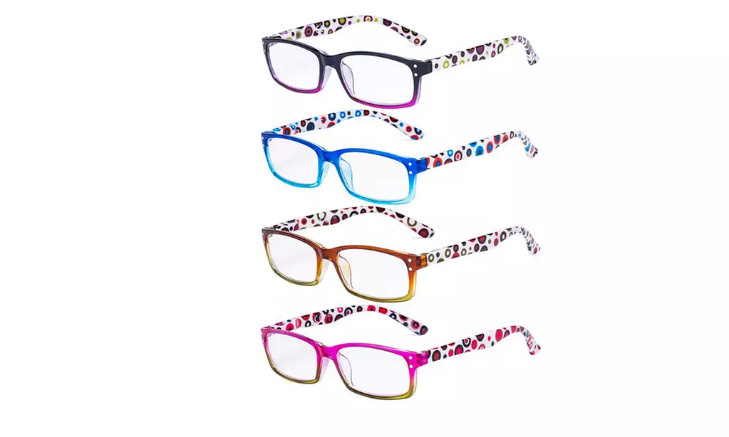 Ladies Reading Glasses 4 Pack Cute Dot Pattern Temples Readers Women - Primary Image
