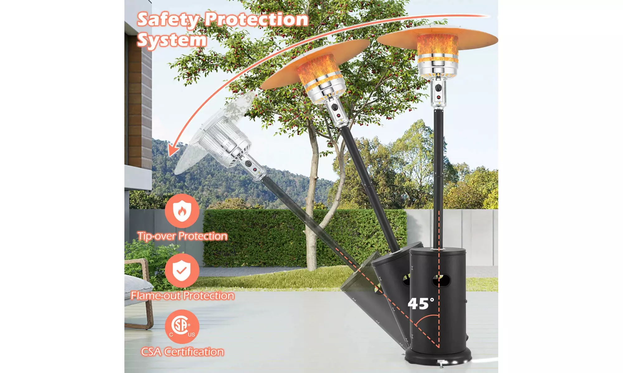 50,000 BTU Patio Heater with Wheels Round Table Design & Stainless Steel Burner
