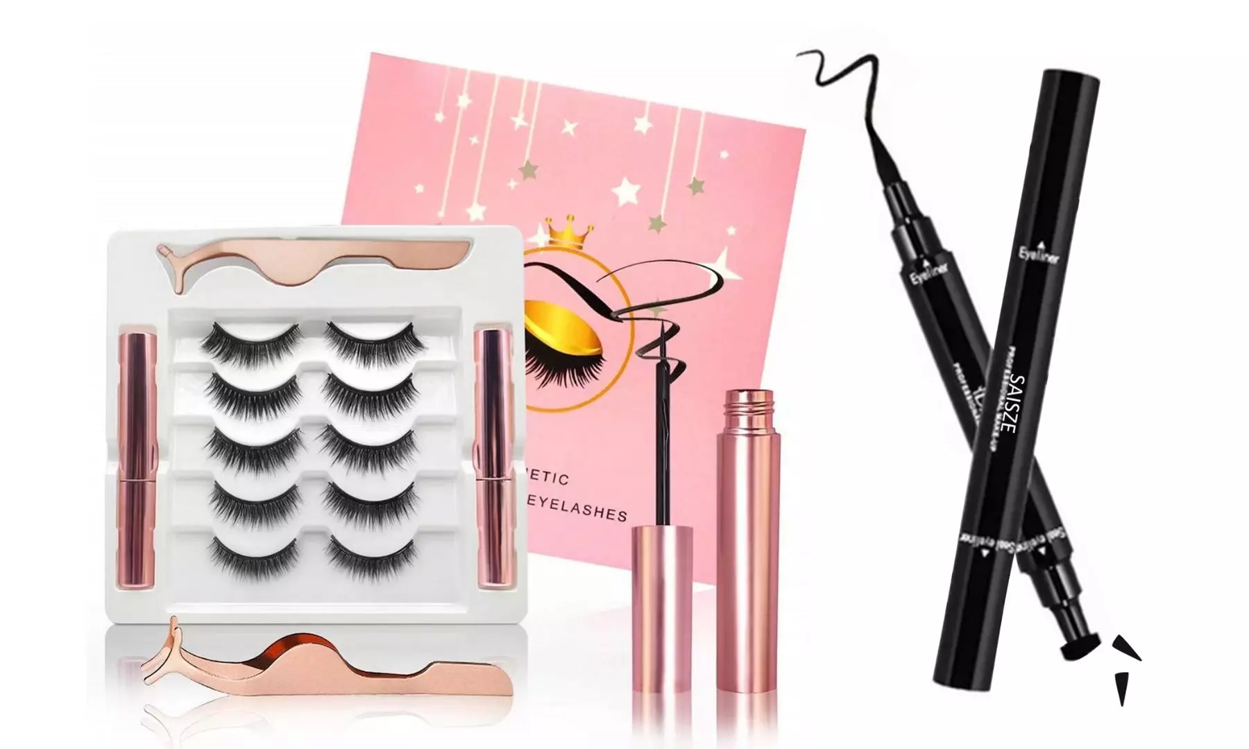 Magnetic Eyelashes Eyeliner with Eyelashes 5 Pairs Kit & 2 in 1 Eye Liner Pencil - Primary Image